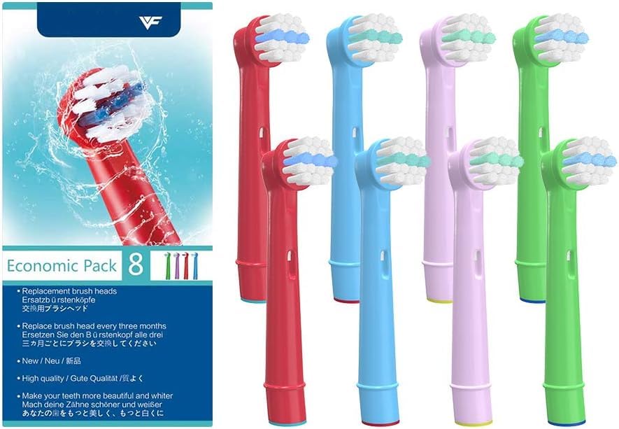 WuYan kids Toothbrush Heads for Oral B Electric Toothbrush, Replacement Brush Heads for Braun Electric Toothbrush Fit EB10 D12 D10 DB4510K D100K, 8pcs kids Toothbrush Heads