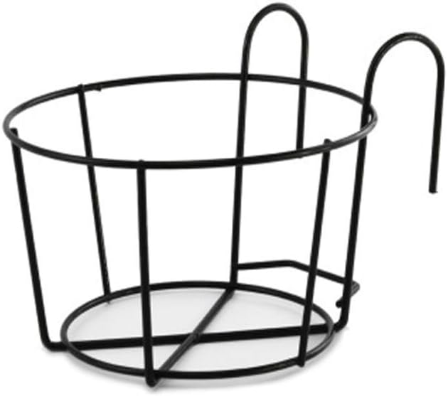 IHOMYIPET Balcony Planters, Hanging Plant Iron Racks Balcony Round Flower Pot Rack Railing Fence Outdoor Black (Black, L)
