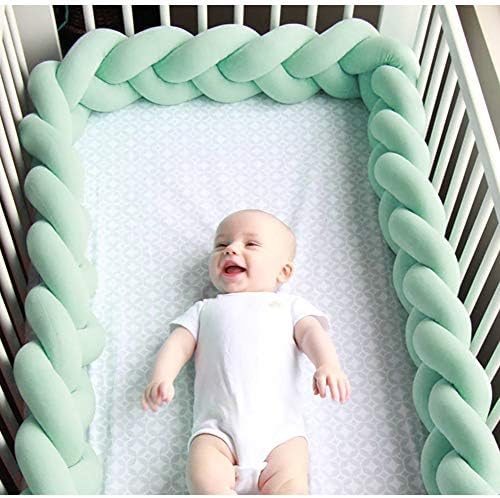 Soft Knot Pillow Decorative Baby Bedding Sheets Braided Crib Bumper Knot Pillow Cushion (Green, 157.48 inch)