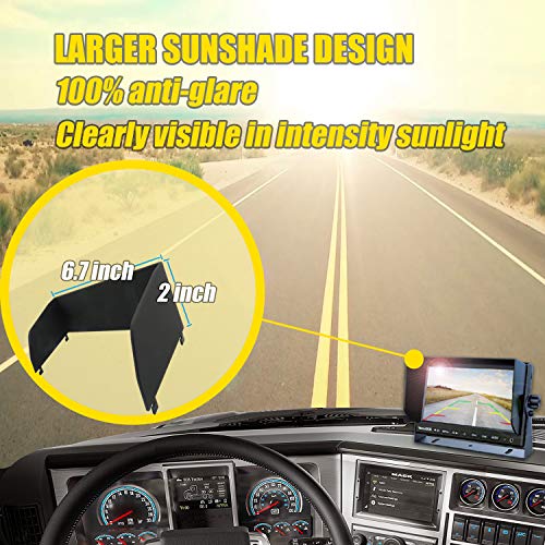 VECLESUS Backup Camera Kit for Semi-Trailer Truck, 7" Wide Monitor with Infrared Night Vision IP68 Waterproof Backup Camera for Truck Trailers, Motorhome, Semi-Trailer, Semi Truck, Tractor - Thumbnail 6