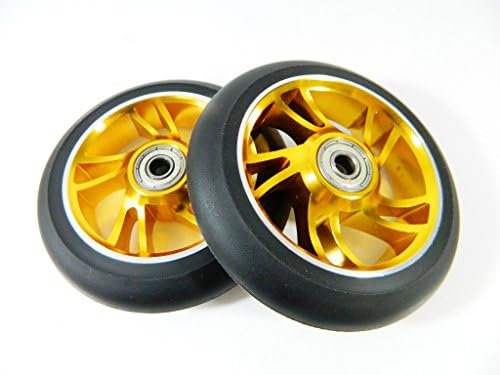 Owlsome 110mm Aluminum Core Scooter Wheels (Set of 2) w/ ABEC 7 Bearings (Yellow Core)