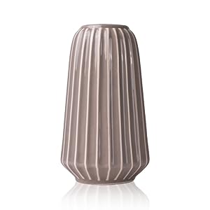 Teresa's Collections Keramik Blumenvasen, 19cm grau Vase für Wohnzimmer, Küche, Tisch, Zuhause, Büro, Hochzeit, Herzstück oder als Geschenk MEHRWEG VERPACKUNG