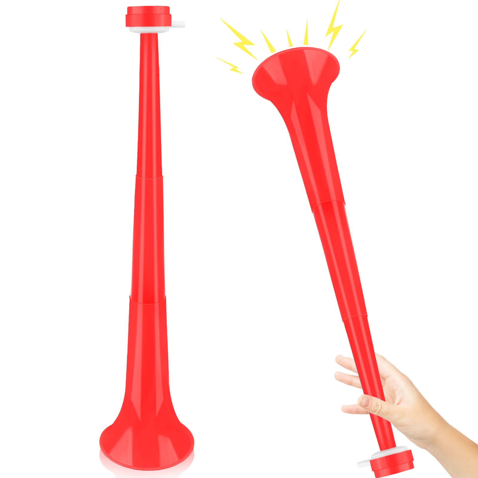 Photo 1 of Collapsible Stadium Horn 20.5 Inch Vuvuzela Plastic Trumpet Horn Red Blow Horn Loud Sound Soccer Horn Noisemakers for Sporting Events Graduation Games School Party Supplies