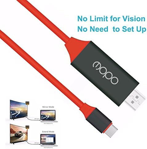 4K USB C to HDMI Cable for Galaxy S8 no need to set up usb-c to hdmi adapter USB 3.1 Type C to HDTV Cable For phone notebook the New Mac-book Chrome-book Pixel Plug and Play and more Red(6.56ft/2.0m)