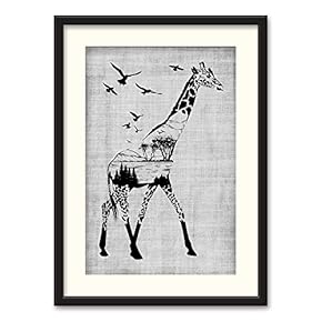 Black Paper Framed Canvas Wall Art for Living Room, Bedroom Beasts Black and White Canvas Prints for Home Decoration Ready to Hanging - 23x31 inches