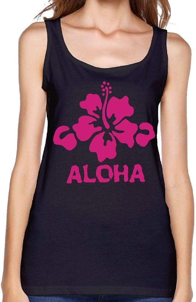 Women's Aloha Flower Hawaiian Sleeveless Tank Tops Casual Tee Amazon