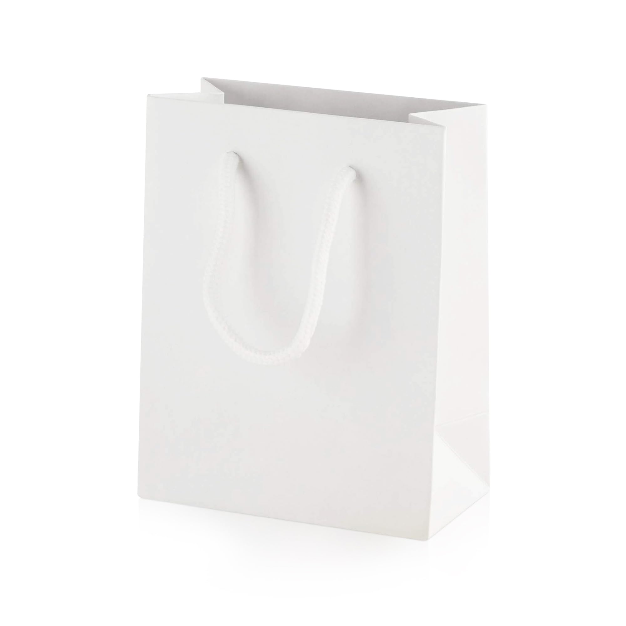 Thepaperbagstore 15× White Extra Small Matt Laminated Gift Bags 11.5×14.5×6.5cm – 250 gsm Boutique Paper Bags with Rope Handles & Reinforced Base – Ideal for Gifts, Weddings, Retail & Corporate Use