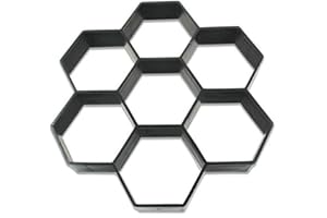 XIAOKEIS Concrete Molds 11.8" x 11.8" Walk Maker Reusable Concrete Forms Molds Hexagon Lawn Patio Yard Garden DIY Walkway Pavement Paving Moulds Walk Stone Maker(Black)