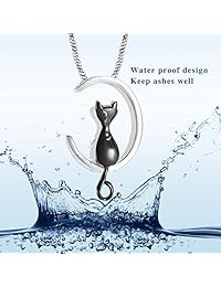 Minicremation - Collar con colgante de urna para cenizas, forma de gato, de acero inoxidable 316L, para cenizas, recuerdos, camafeo de cinco colores, se puede elegir con kit de relleno gratuito.