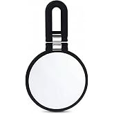 Danielle Creations 3-in-1 Folding Hand Held Compact Travel Makeup Mirror, 15x Magnification, Black
