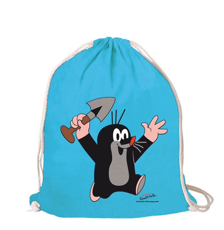 Logoshirt® The Little Mole I Hooray I Printed Gym Bag I Fabric Backpack I 100% Cotton I AZO-Free I Blue I Original Licensed Design