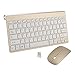 Wireless Keyboard and Mouse Combo, Hi-azul Compact Ultra Slim 2.4GHz Wireless Keyboard with 78 Keys and Power-saving Mouse for Home&Office Use (Gold)