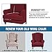 2 Piece Sofa Cover High Stretch Jacquard Fabric Furniture Slipcover Stay in Place Soft Spandex Form Fit Wing Back Armchair Slipcovers, Skid Resistance Machine Washable (Wing Chair, Burgundy Red)