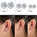 3 Pair 925 Sterling Silver Round Cut Simulation Diamond CZ Stud Earrings(Size 4-6)