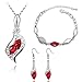 Bejade Fashion Red Color Necklace Earring Bracelets Jewelry Set for Women