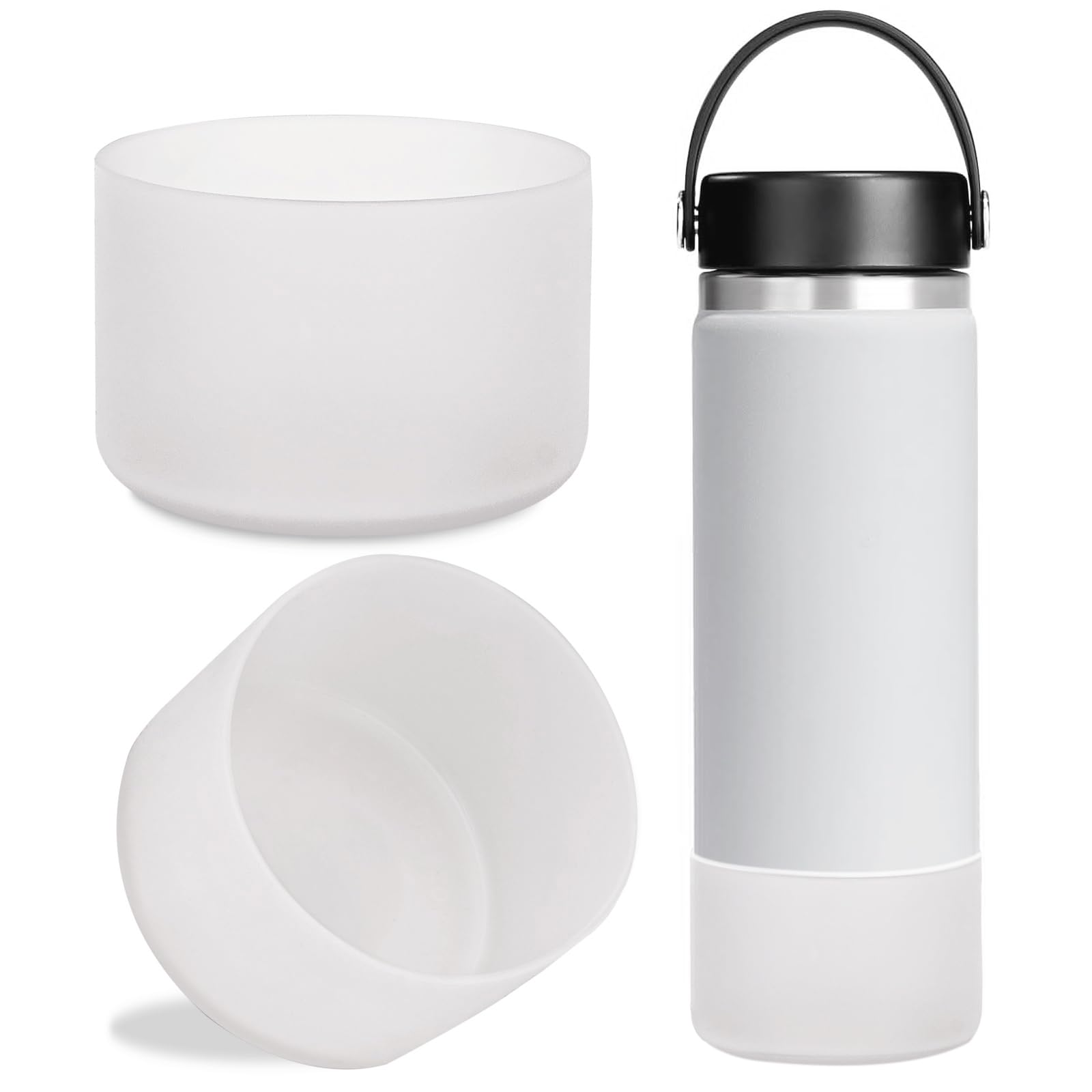 Photo 1 of LUCKINEE 2pc Protective Silicone Boot Bumper for Hydro Flask Wide Mouth, Silicone Base Sleeve for Hydro Water Bottle and Other Brand Water Bottle accessories(Boot size: 3.56inch Bottom Diameter)
