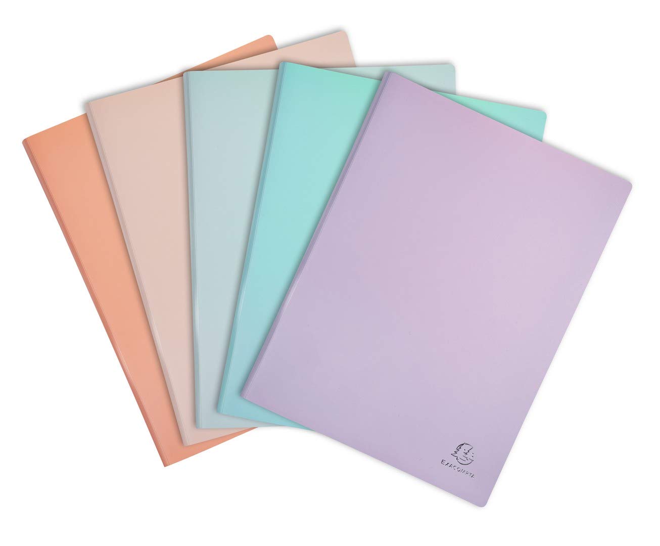Exacompta - Ref 88360E - Aquarel Collection - Softcover A4 Display Books - 500 Micron Rigid Polypropylene, 30 Pockets, Assorted Pastel Colours - Pack of 12