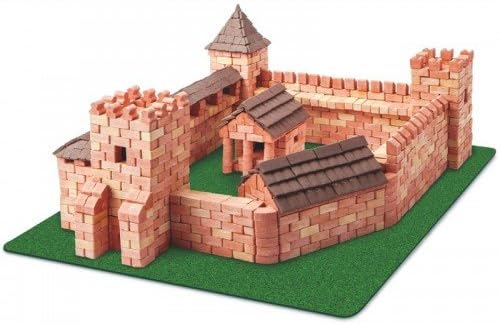 Wise Elk Toy Red Castle Construction Set, Real Plaster Bricks, Gypsum Reusable Building kit, 1800 pcs, Educational Gift
