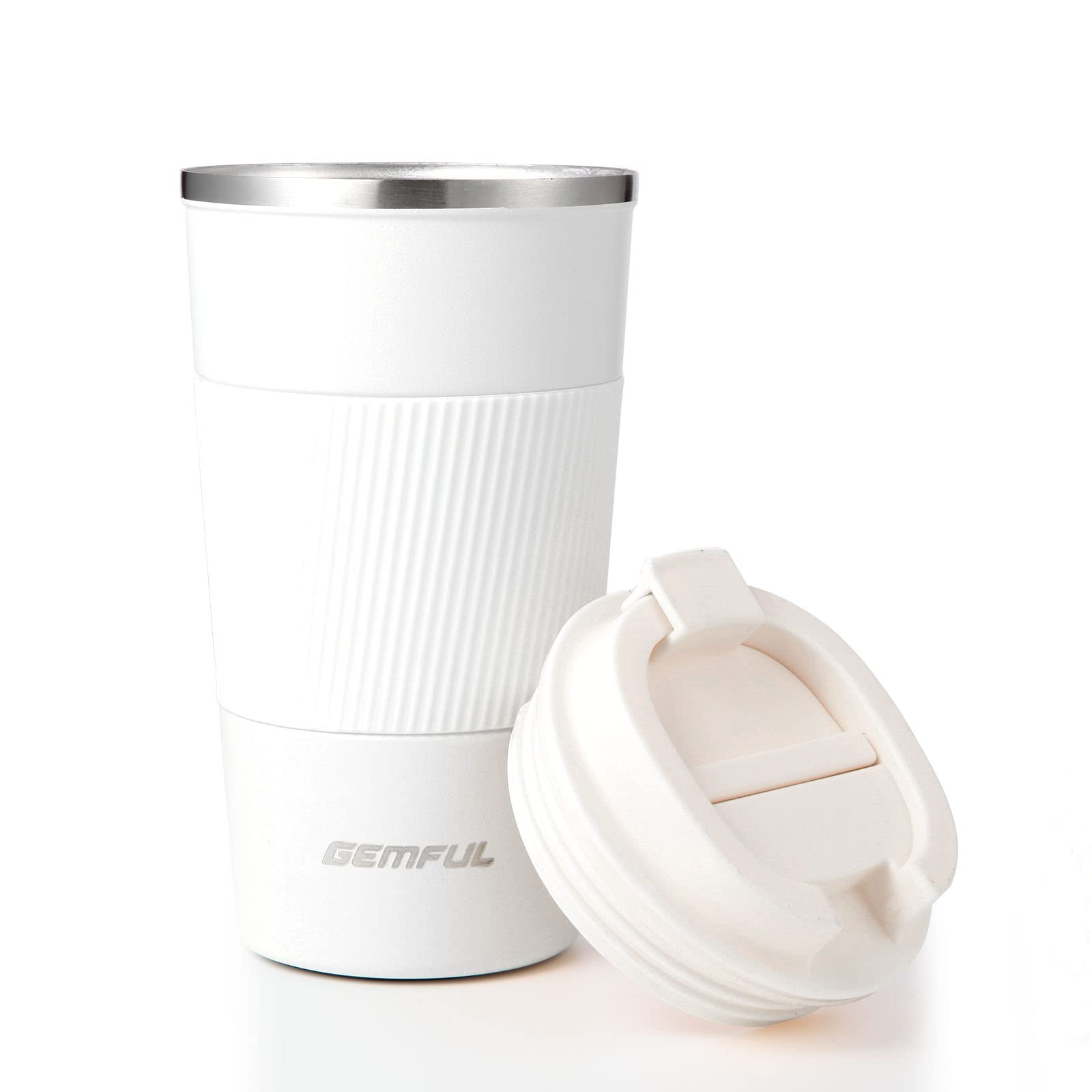 GEMFUL Travel Mug Thermal Double Walled Stainless Steel Leakproof Coffee Cup for Hot & Cold Drinks 510ml/18oz