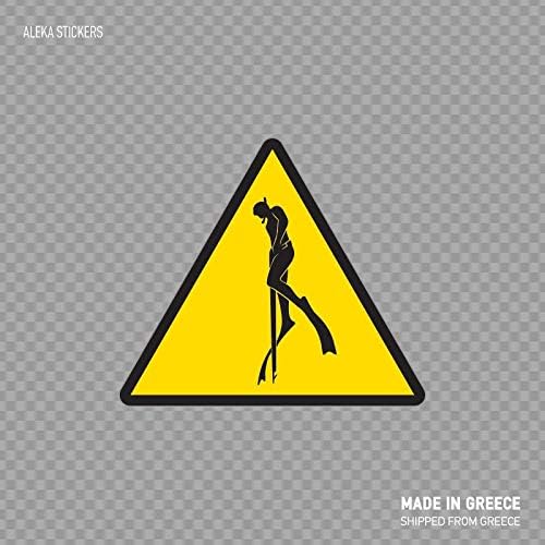 Beach345sley Caution Spear Fishing Diving Diver Scuba Diver Dive Snorkeling Boat Decoration Apnea 873 Funny Sticker Decal 10x8.5 inch