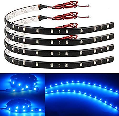 EverBright 4-Pack Blue Led Strip Lights for Cars, 30CM 5050 12-SMD Waterproof Car Underglow Lights Motorcycles Golf Cart Decoration Led Interior Exterior Lights Strip with 3M Tape, DC-12V EverBright 4-Pack Blue Led Strip Lights for Cars, 30CM 5050 12-SMD Waterproof Car Underglow Lights Motorcycles Golf Cart Decoration Led Interior Exterior Lights Strip with 3M Tape, DC-12V