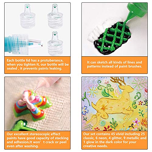 3 Permanent+Brushes+Palette+Stencils+Metallic