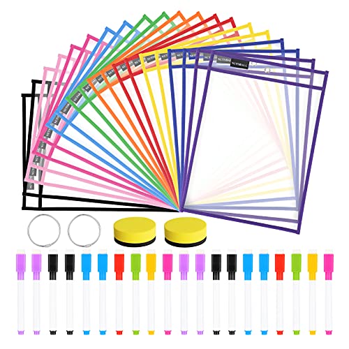 Nutsball Dry Erase Pockets Reusable Sleeves 20 Pack