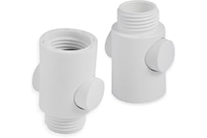 RIVOODS 2 Pack Handle held Showerhead Shut Off Valve - Large Button - One Hand Flow Control - Water Saver flow restrictor -RV, Camper accessories. (Matte White)