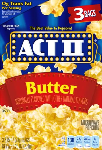 ACT II POPCORN WITH BUTTER, 2.75 OZ, 3 CT