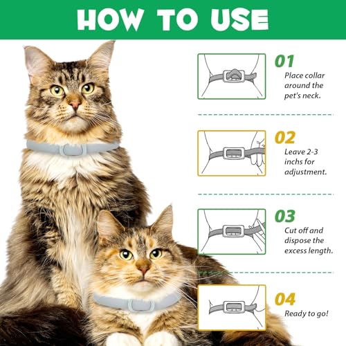 Collar for cats, 4 Packs Adjustable Pheromone Collars, para Gatos, Pack de 4 en Gris, Ajustable y Resistente al Agua para Gatos, Collar Protector Natural.