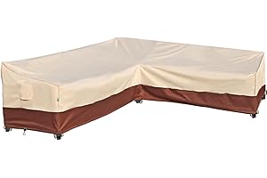 Outdoor Sectional Cover-L-Shaped Patio Furniture Covers Waterproof Rip-Stop Anti-UV 600D Heavy Duty Outdoor Couch Sofa Cover 
