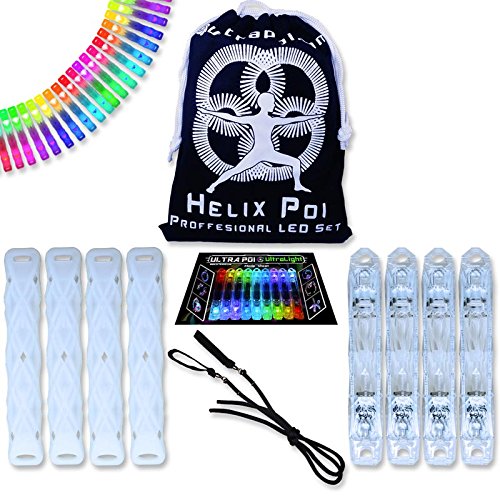 UltraPoi â€“ Double Helix Poi - LED Poi Set - Best Light Up Glow Poi - Flow Rave Dance - Spinning Light Toy