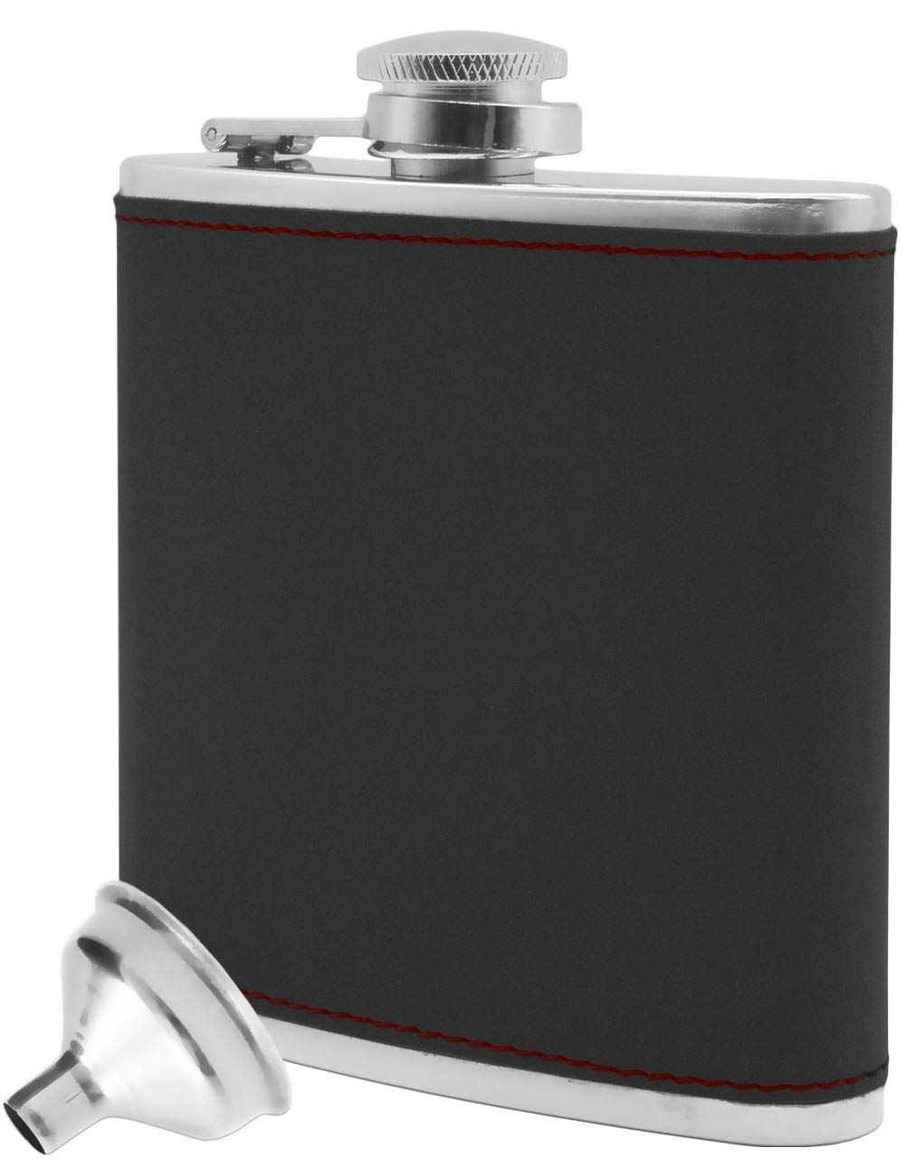 Outdoor Saxx® - Stainless steel hip flask, elegant suede design, flagon, chest pocket, pocket bottle, schnapps bottle, free filling funnel, great gift, 175 ml, anthracite.
