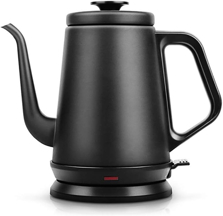 YHML Electric Gooseneck For Pouring Coffee And Tea - 1.0L Stainless Steel Electric Kettle For Quick Boiling - Teapot, Elegant Black
