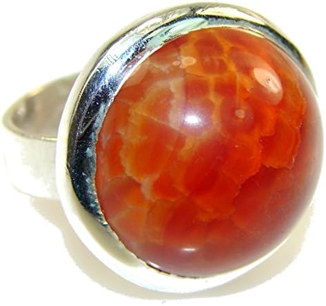 Mexican Fire Agate Women 925 Sterling Silver Ring Size: 8 1/2 - FREE GIFT BOX