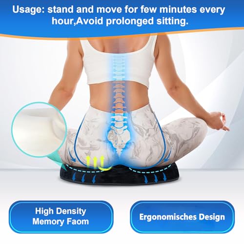 Ecosafeter Ergonomic Memory Foam Donut Cushion - Coccyx Support and Pressure Reduction for Office, Car and Home, Breathable Washable Cover