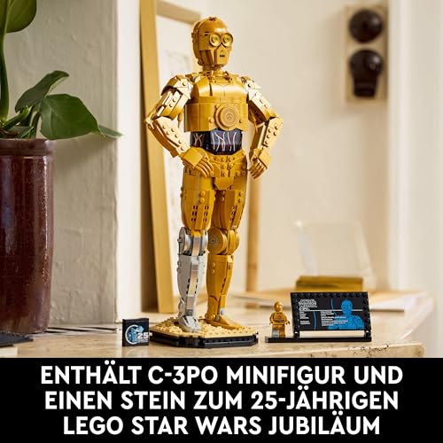 Star Wars 75398 C-3PO Figur – Sammler Modell für Erwachsene – mit Ständer, Infotafel und Minifigur zum Bauen, Spielen und Ausstellen – Geschenkidee für Fans