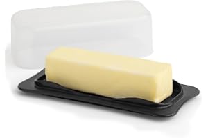 SIGNORA WARE Signoraware Butter Dish with Lid -Butter Keeper Container with Clear Lid for Countertop, Frige- Durable Plastic, Unbreakable Standard Butter Dish Holder For Home, Camping, Multipurpose Bpa Free- Black