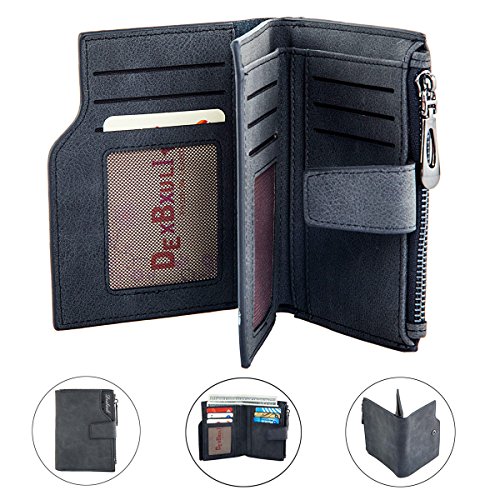 Women\'s Wallet Purse Large Capacity Leather Card Holder Zipper Coin Purse (Dark gray)