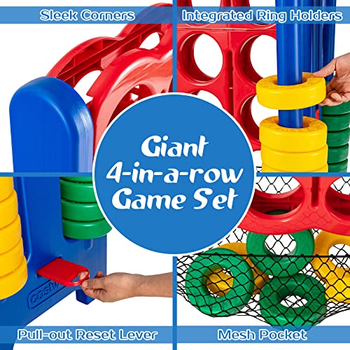 COSTWAY Giant 4 to Score Game Set, Jumbo Game Set with 42 Chess Pieces