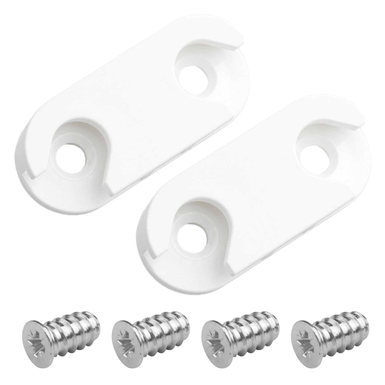 rudis-spareparts Shoe Cabinet Hinge Bracket 110364, Plastic Metal, Unfinished, White - 2 Pieces with 4 Screws
