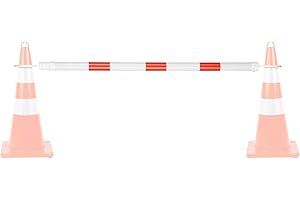 BATTIFE 1 Pack Retractable Traffic Cone Bar (from 4 ft to 6.9 ft), Expandable Cone Bar for Traffic Road Parking use, White and Red, Cone Not Include