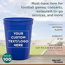 Custom Disposable Plastic Cups 12 oz. Set of