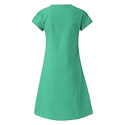 Women's Summer Cotton Linen Dress Loose V-Neck