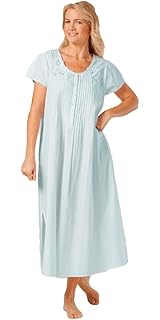 La Cera Women S Plus Short Sleeve Nightgown 1x Blue At Amazon