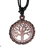 Exoticdream Tree of Life Brown Wood Pendant Necklace Handmade Hawaiian Style Beach Boy Men Yoga