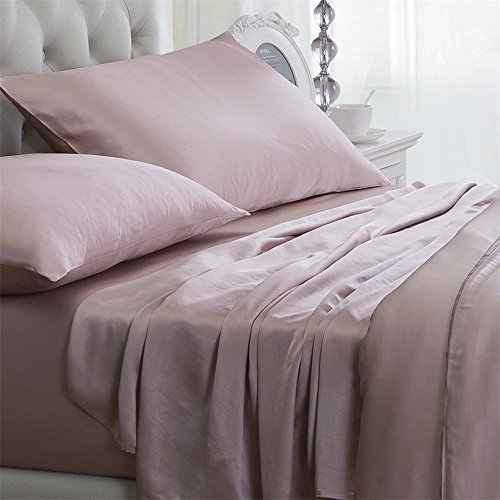 Orose 4Pcs 100 Charmeuse Mulberry Silk Bed Sheet Set Seamless Deep Pocket (Full, Pink) Buy