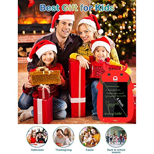 Deelife LCD Writing Tablet, 8.5Inch Elk Erasable Reusable Electronic Drawing Board, Colorful Screen Toddler Doodle Board Pad Tablet Gifts for Kids and Adults at Home, School and Office (Red)