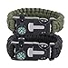 TECH-P 5 in 1 Multifunctional Paracord Bracelet with Compass Flint Fire Starter Scraper Whistle- 2 Pack