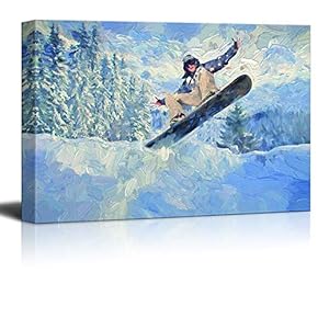 Canvas Wall Art Snowboarding Pictures Home Wall Decorations for Bedroom Living Room Paintings Canvas Prints Framed - 12x18 inches